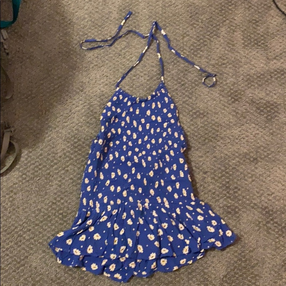 Blue foral halter top